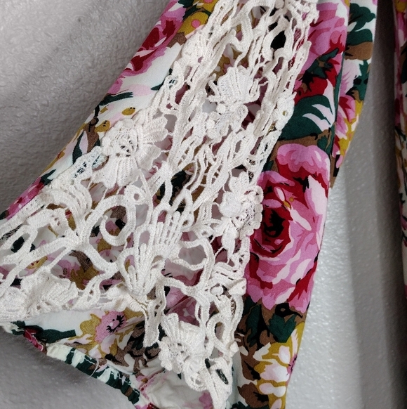 Umgee Bloomcore Floral Lace Cold Shoulder Casual Dress Sz S - Picture 13 of 16